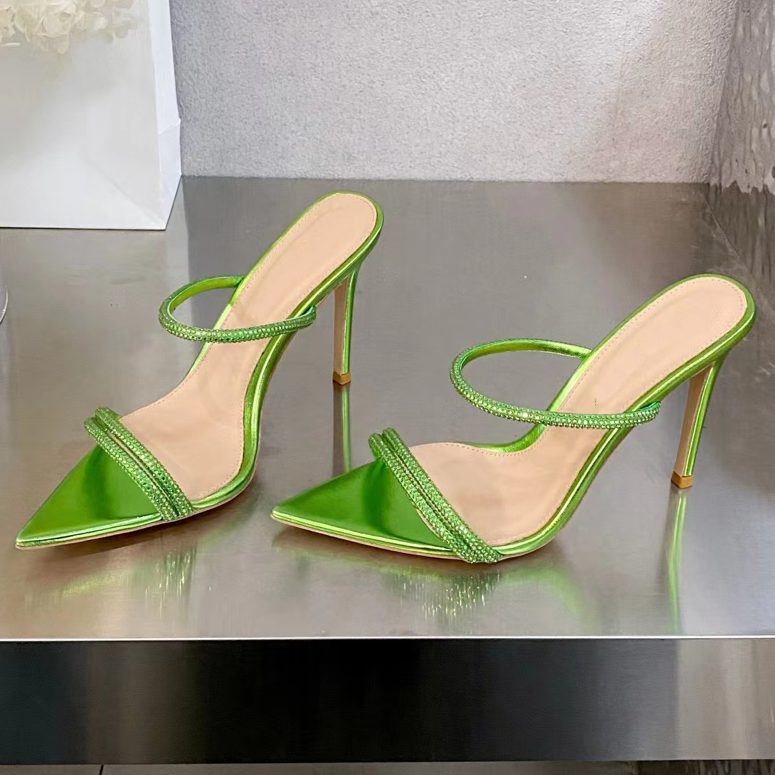 Gianvit Ross High Heel Slippers Designer Fashion Sandals 10.5CM Women Luxury Crystal Decoration Fine Ribbon Party Banquet Shoes Summer Casual Pointed Open Toe, Green
Gianvit Ross High Heel Slippers Designer Fashion Sandals 10.5CM Women Luxury Crystal Decoration Fine Ribbon Party Banquet Shoes Summer Casual Pointed Open Toe, Green