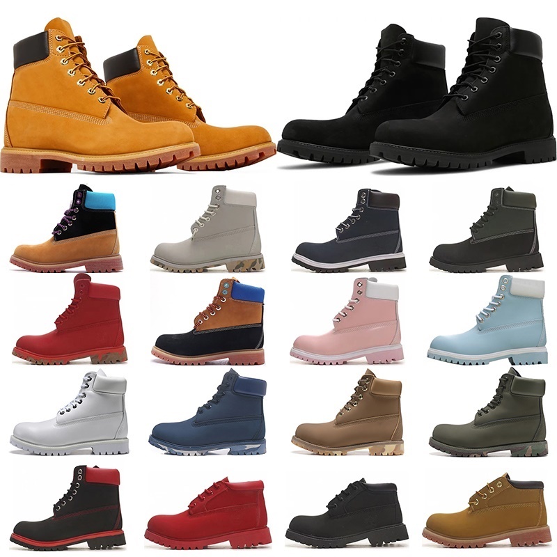 6 inch premium waterproof martin boots Designer outdoor shoes women booties Wheat Camo Dark Green Midnight Navy Black White Pink Cool Grey men Sneakers Big Size 13