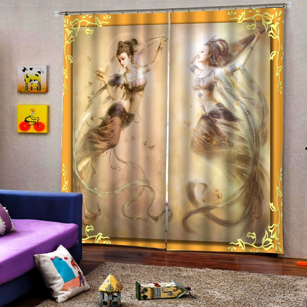 beauty 3D Curtains Living Room Bedroom Drapes Cortinas Customized size yellow curtains