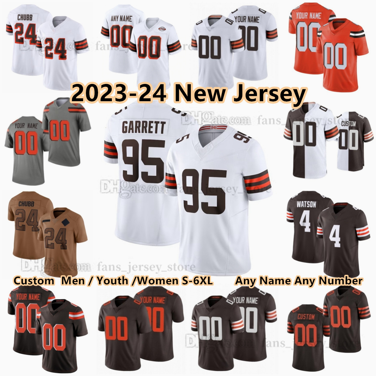 Custom S-6XL Myles Garrett Nick Chubb Football Jerseys Cooper Landry Ward Clowney Watson Brissett Dobbs Mond Felton Ford Hunt Johnson Bell Peoples-Jones Schwartz