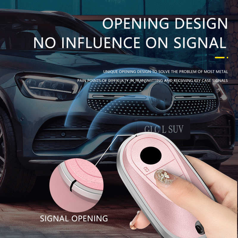 New New New Leather Alloy Car Remote Key Case Cover for Mercedes Bnez CLA GLC GLA GLK W203 W210 W211 W204 W176 A B C R Class AMG Accessories