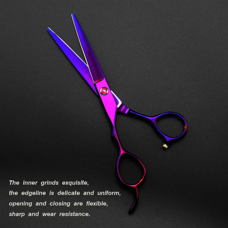 Hair Scissors professional Japan 440c left handed 6 '' pruple hair haircut thinning barber makas cutting shears hairdresser scissors
