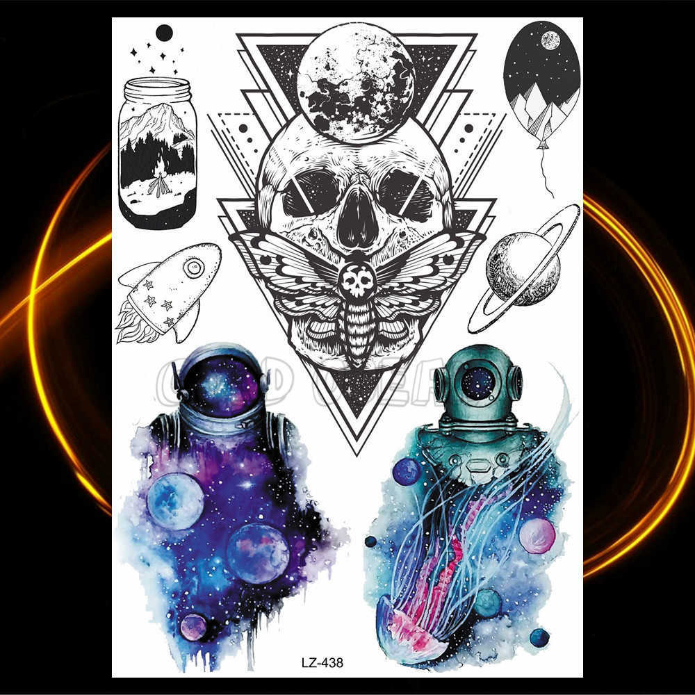 5 PC Temporary Tattoos Water Transfer 3D Star Black Planet Tree Temporary Tattoo Sticker For s Women Men Wolf Lion Tree Tattoos Foream Body Arm Tato Z