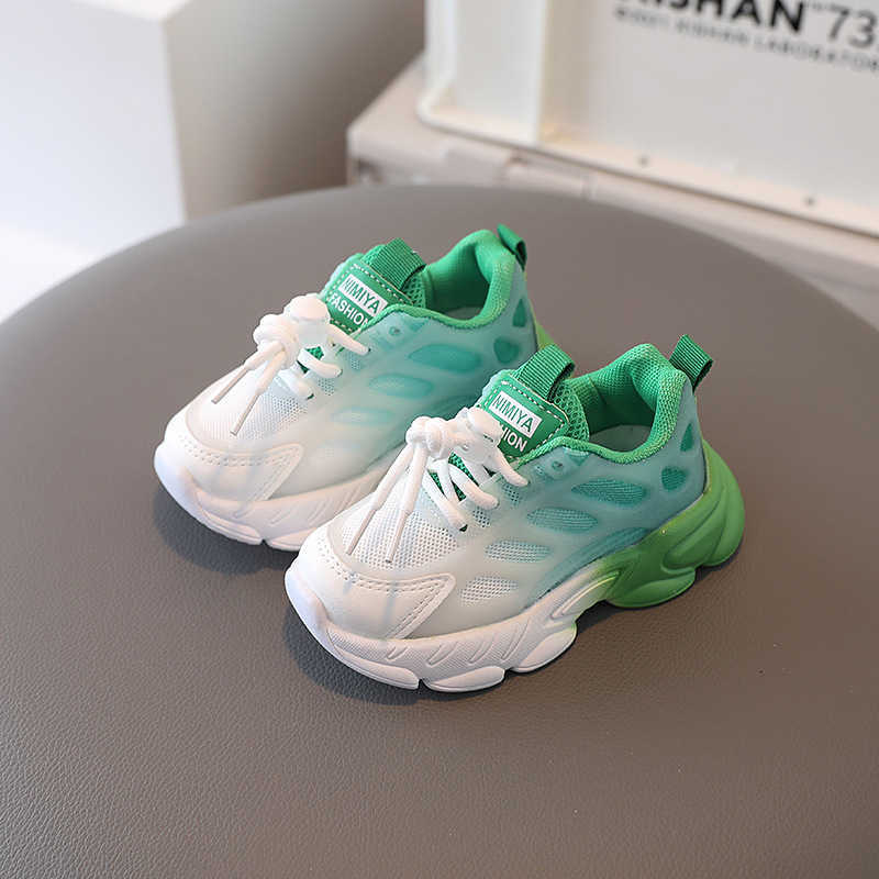 Athletic Outdoor Kids Shoes 4-6y Boys Sports Shoes Fashion Gradual Color Little Girl Sneakers Children Soft Soles Casual Shoes Spring Autumn P230404