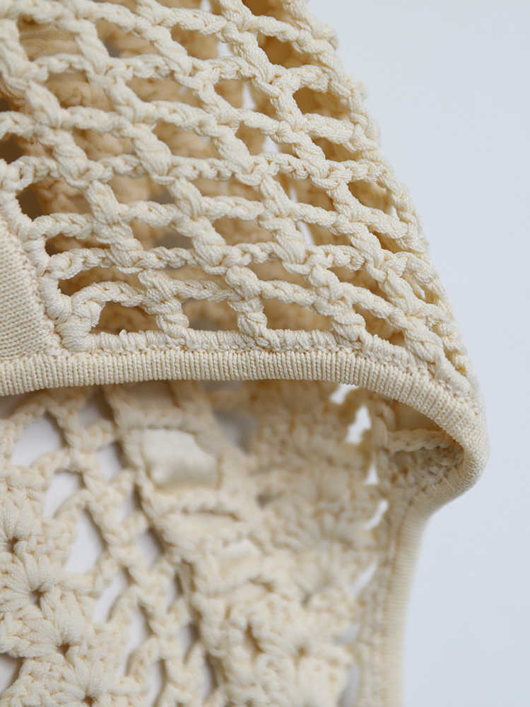 New DEAT Fashion Women's Tank Tops New Solid Color Sleeveless Knitting Hollow Out Backless Topd Female Summer 2024 17A1669