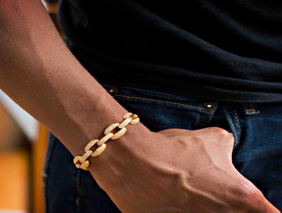 21cm cuban link chain lab diamond cz mens bracelet gold plated iced out bling cool hip hop rock boy men jewelry chain