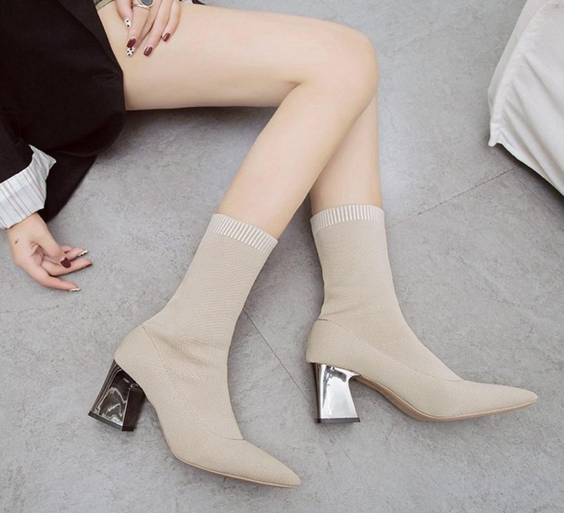 New AutumnWinter Womens SlipOn Ankle Hlaf Chunky High Heel 7CM Woolen Socklike Booties Ladies High Top Boots Heel Size4429052, Silver
New AutumnWinter Womens SlipOn Ankle Hlaf Chunky High Heel 7CM Woolen Socklike Booties Ladies High Top Boots Heel Size4429052, Silver