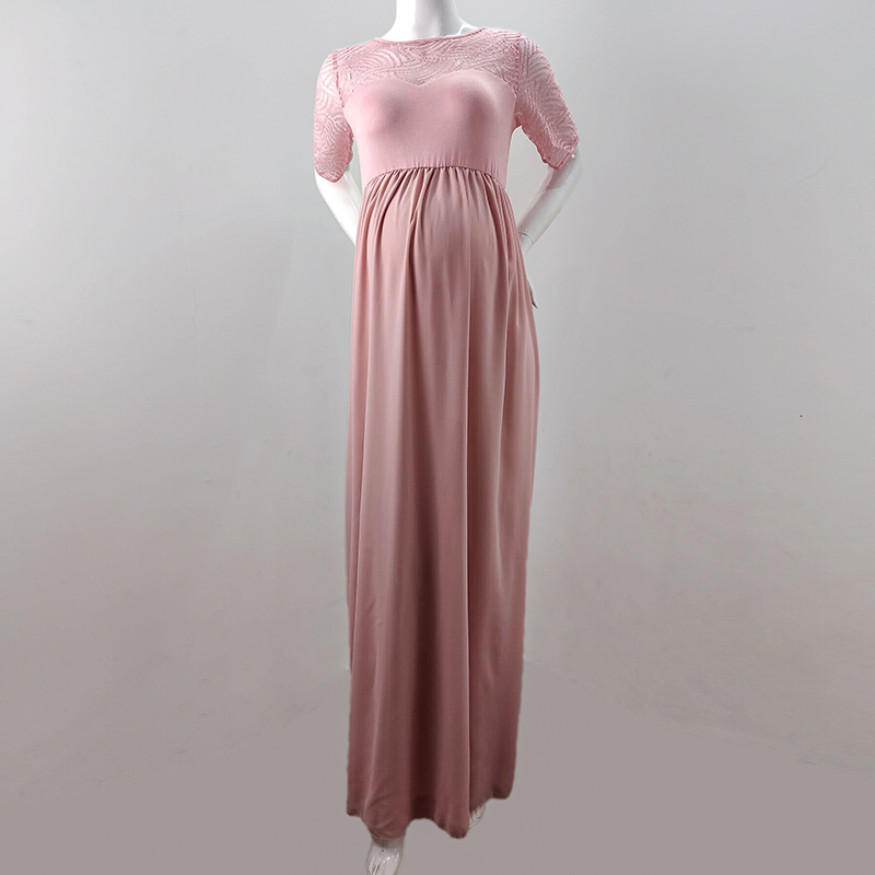 Maternity Dresses Summer Pregnant Women Baby Shower Dress Pregnant Women Po Shooting Lace Voile Chiffon Half 230404