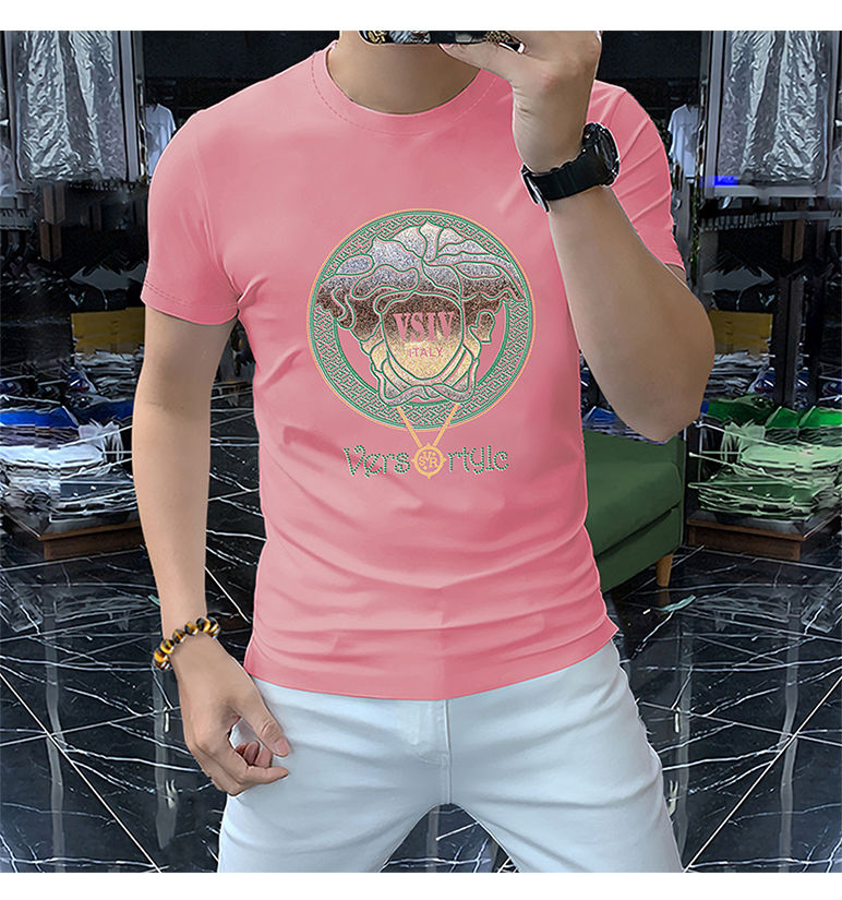 2023 new Men's t-shirts Summer heavy Hot Drill Rhinestone Short Sleeve T shirt Crew Neck Pullover Tops Hip Hop streetwear Style man pink Cotton soft Breathable tshirts
2023 new Men's t-shirts Summer heavy Hot Drill Rhinestone Short Sleeve T shirt Crew Neck Pullover Tops Hip Hop streetwear Style man pink Cotton soft Breathable tshirts
