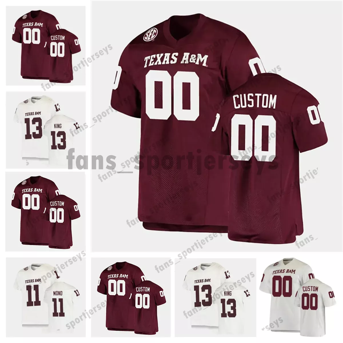 Texas A M Jersey Custom Stitched Mens Youth Erik McCoy Kellen Mond Kenyon Green Isaiah Spiller Trayveon Williams Eli Stowers Texas A M Aggies Football Jerseys
