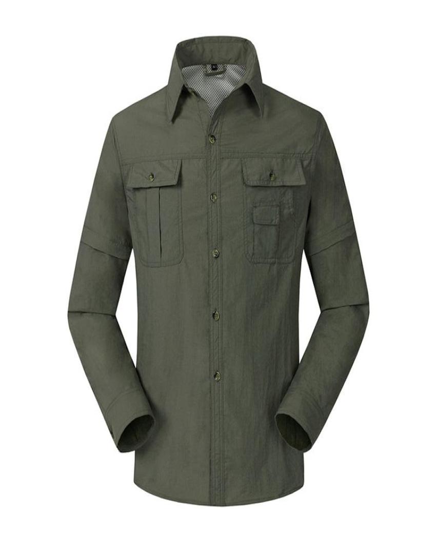 Quick Drying Outdoor Men Shirts Breathable Removable Clothes Camisa Pesca Sports Fishing Trekking Hiking Clothing