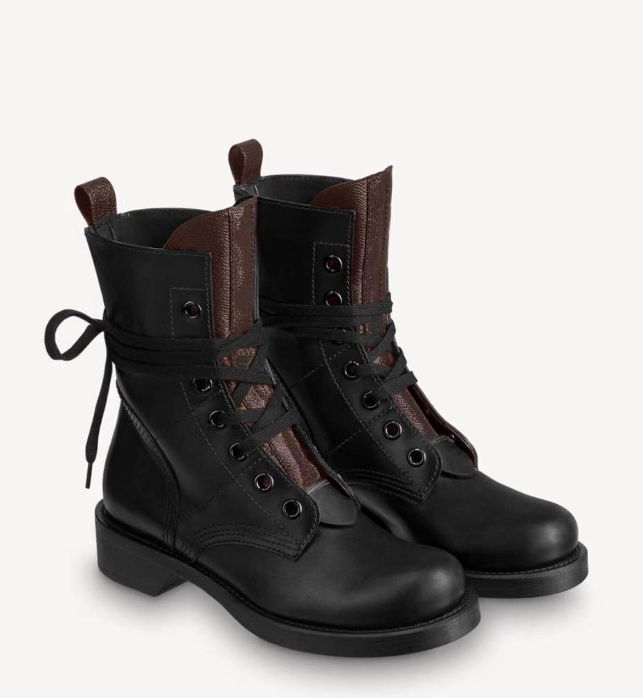 Metropolis Ranger Flat Boots Women Autumn Winter Vintage Jacquard Canvas Low Heel Boot Ladies Fashion leather Lace Up Casual Shoes