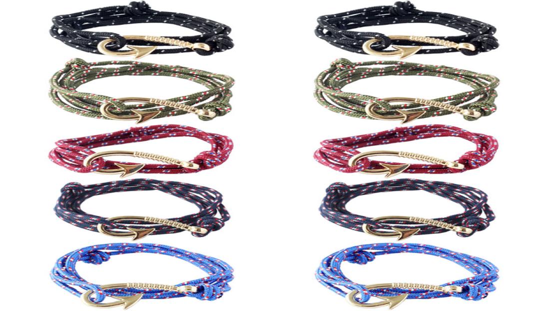 10pcs QingGear Handmade Paracord Adjustable Fish Hook Bracelet With Fish Hook Pendant Tactical Parachute Rope Bracelet Outdoor Gad