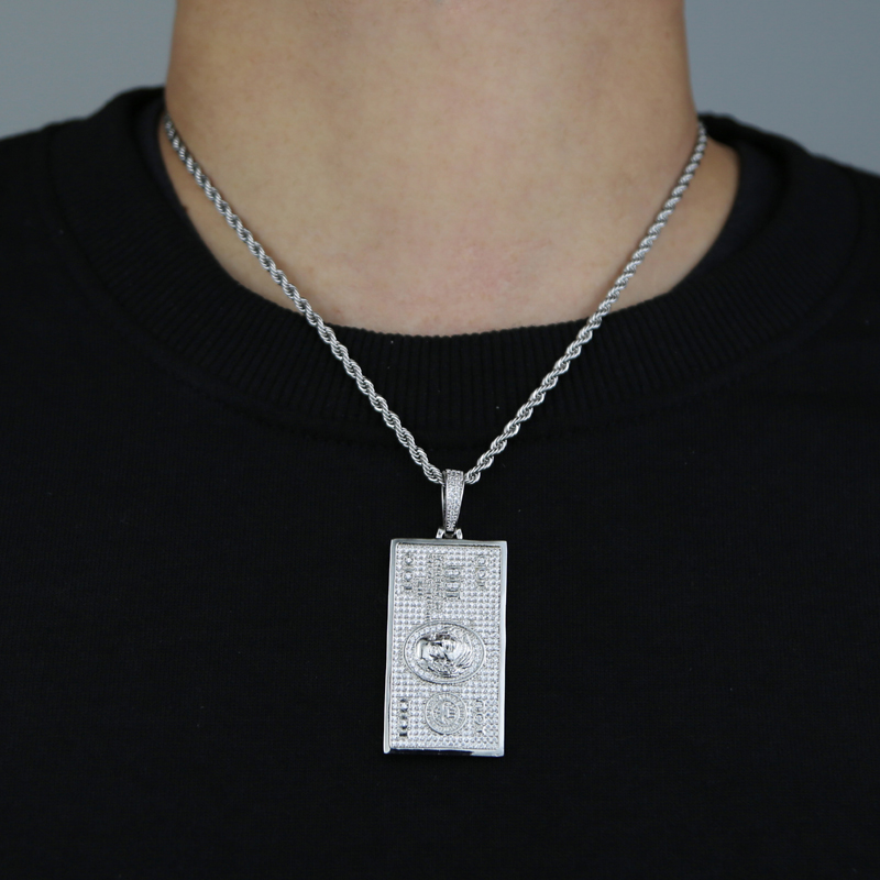 Bling Cz 100 Dollars Pendants Necklace Hip Hop Woman Men Iced Out Jewelry Fashion Cool Punk Jewelry Drop Ship