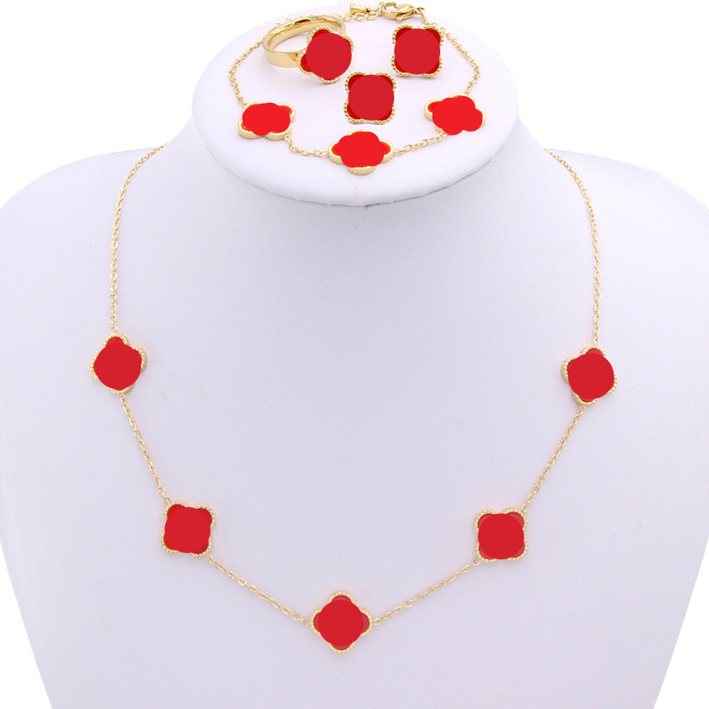 Red Classic Four Leaf Clover Necklace bracelet Ring Earring Pendant Mother-of-Pearl for Women&Girl Valentine's Mother's Day Engagement Jewelry Gift charm 4 pcs set
Red Classic Four Leaf Clover Necklace bracelet Ring Earring Pendant Mother-of-Pearl for Women&Girl Valentine's Mother's Day Engagement Jewelry Gift charm 4 pcs set