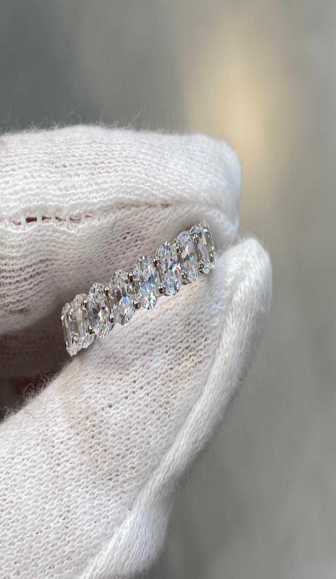 V gold material punk band ring with all oval diamond for women and mOTHER engagement jewelry gift PS3836