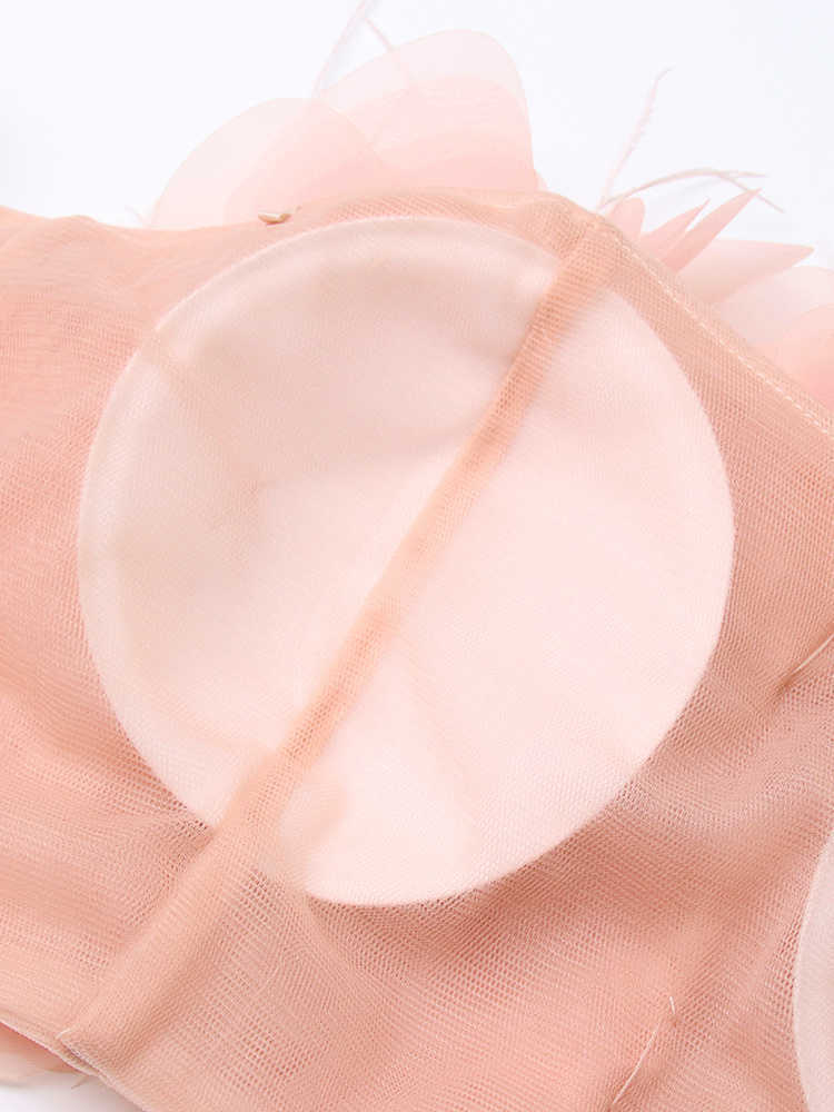 VGH Fashion Summer Sexy Pink Tank Tops For Women Strapless Sleeveless Patchwork Floral Solid Vests Female Clothes New 2023 Style