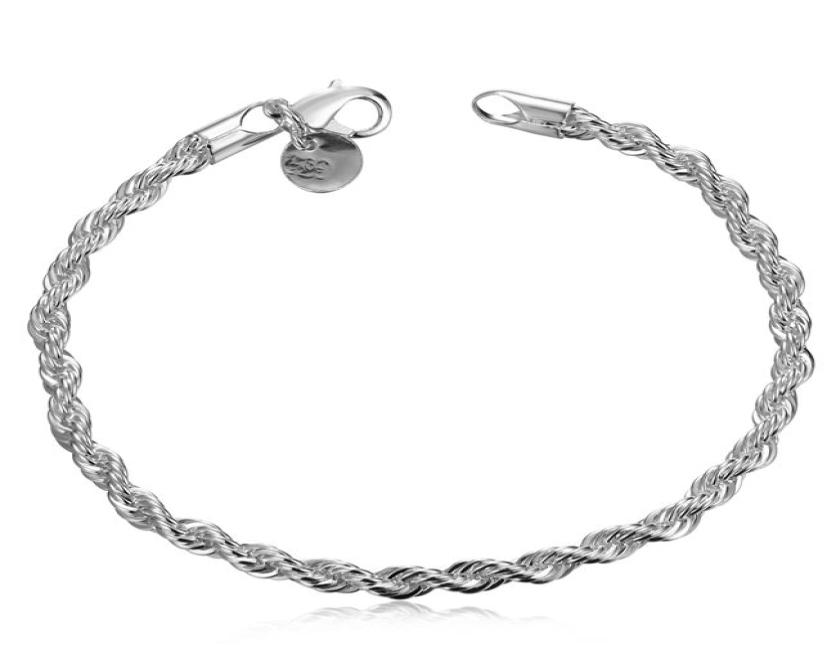 Flicker rope hand chain sterling silver plated bracelet men and women 925 silver bracelet SPB207
