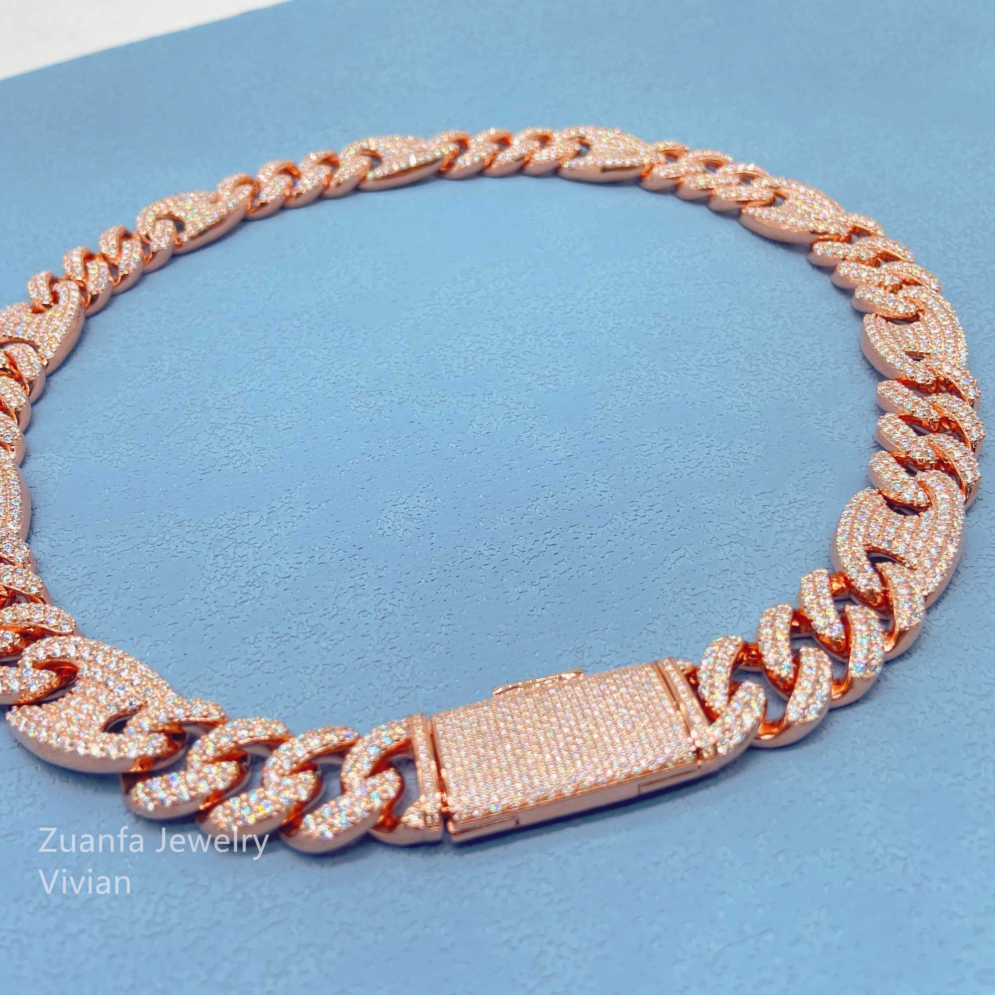 Hip Hop Sterling Silver S925 Jewelry Designer Jewelry Statement Necklaces Vvs Moissanite Diamond Cuban Link Chain