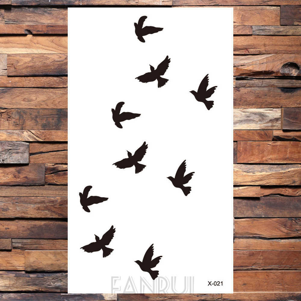 5 PC Temporary Tattoos Cute Swallow Bird Feather Temporary Stickers Flower Branch Letter Water Transfer Tattoo Women Body Chest Arm Art Tattoo Men Han