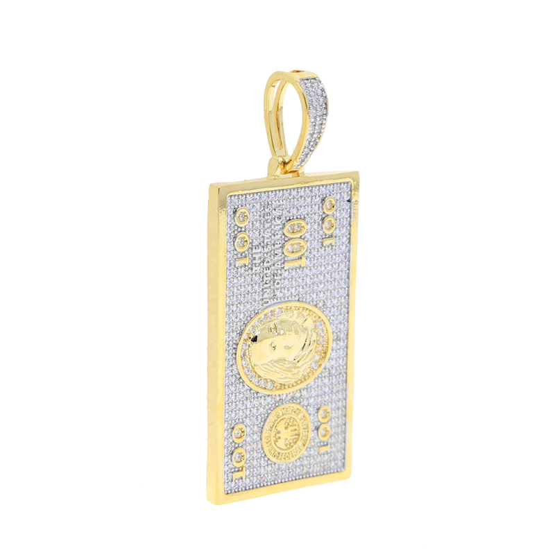 Bling Cz 100 Dollars Pendants Necklace Hip Hop Woman Men Iced Out Jewelry Fashion Cool Punk Jewelry Drop Ship