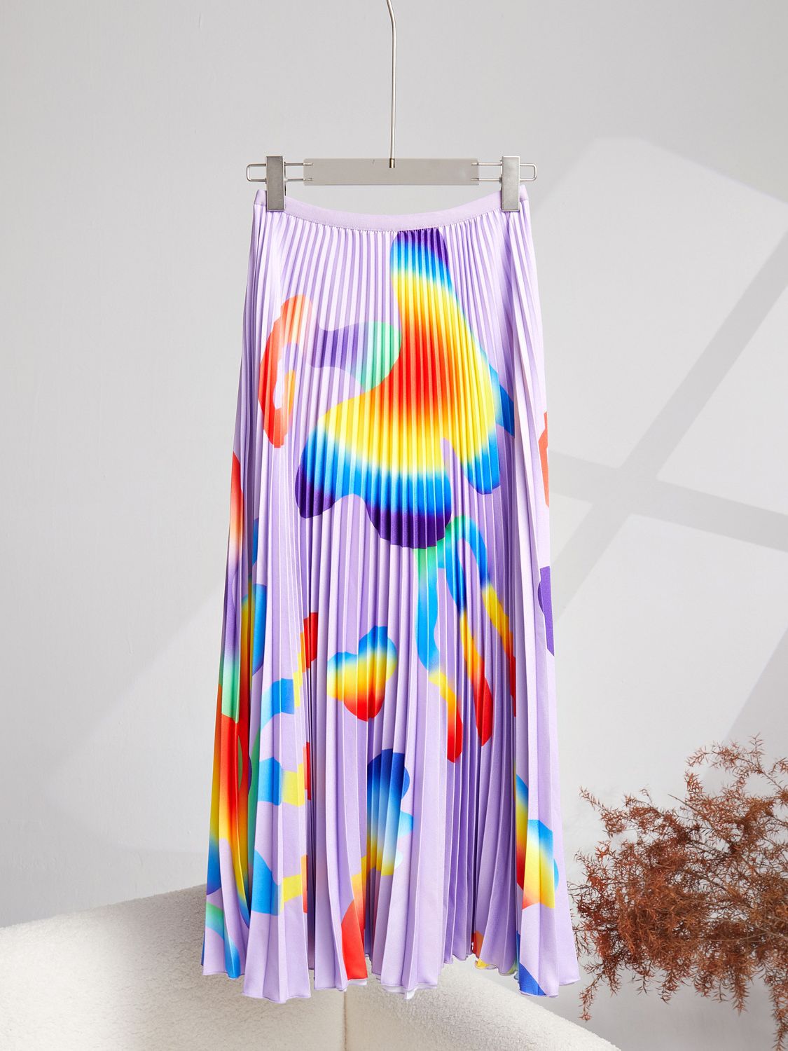 Two Piece Dress Bohemian Vacation Beach 2pcs Set Women Stand Collar Knitted Pullover Tops Elastic Waist Floral Print Pleated Long Skirts Suits 2024