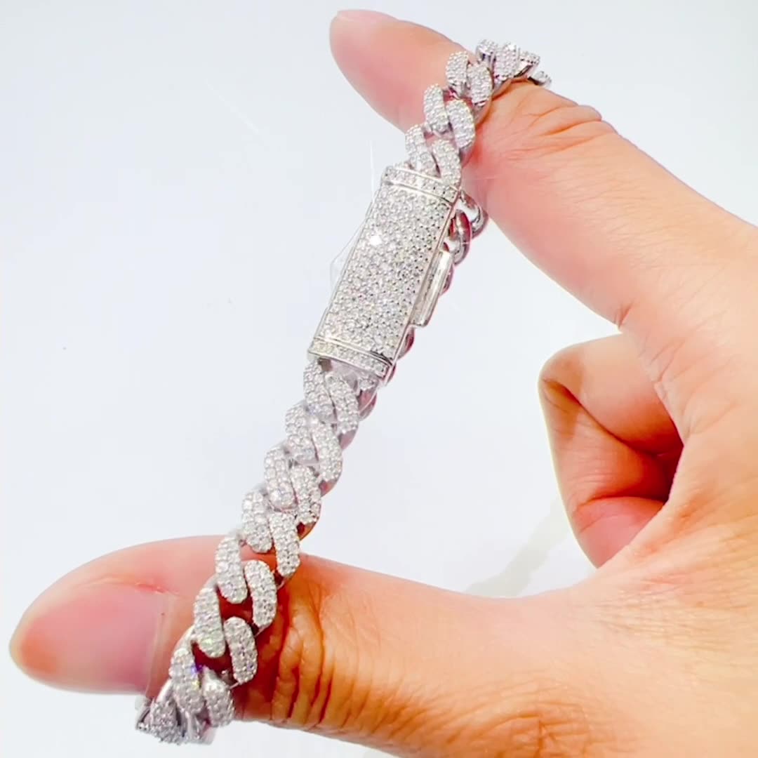 Chains 8mm 18-24inch 925 Sterling Silver VVS Moissanite Cuban Chain Necklace 7/8/9inch Bracelet For Women/Men Nice Gift