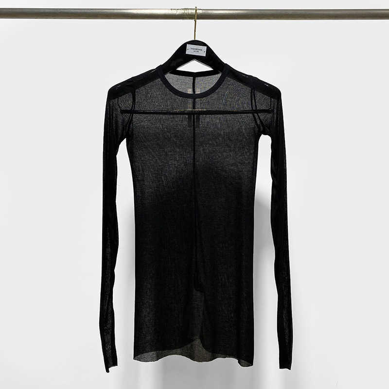 Women Thin Material Comfortable Fit Womens Knitted Top Casual T-shirt Stitching Thin Womens Cotton Bottomed T-shirts