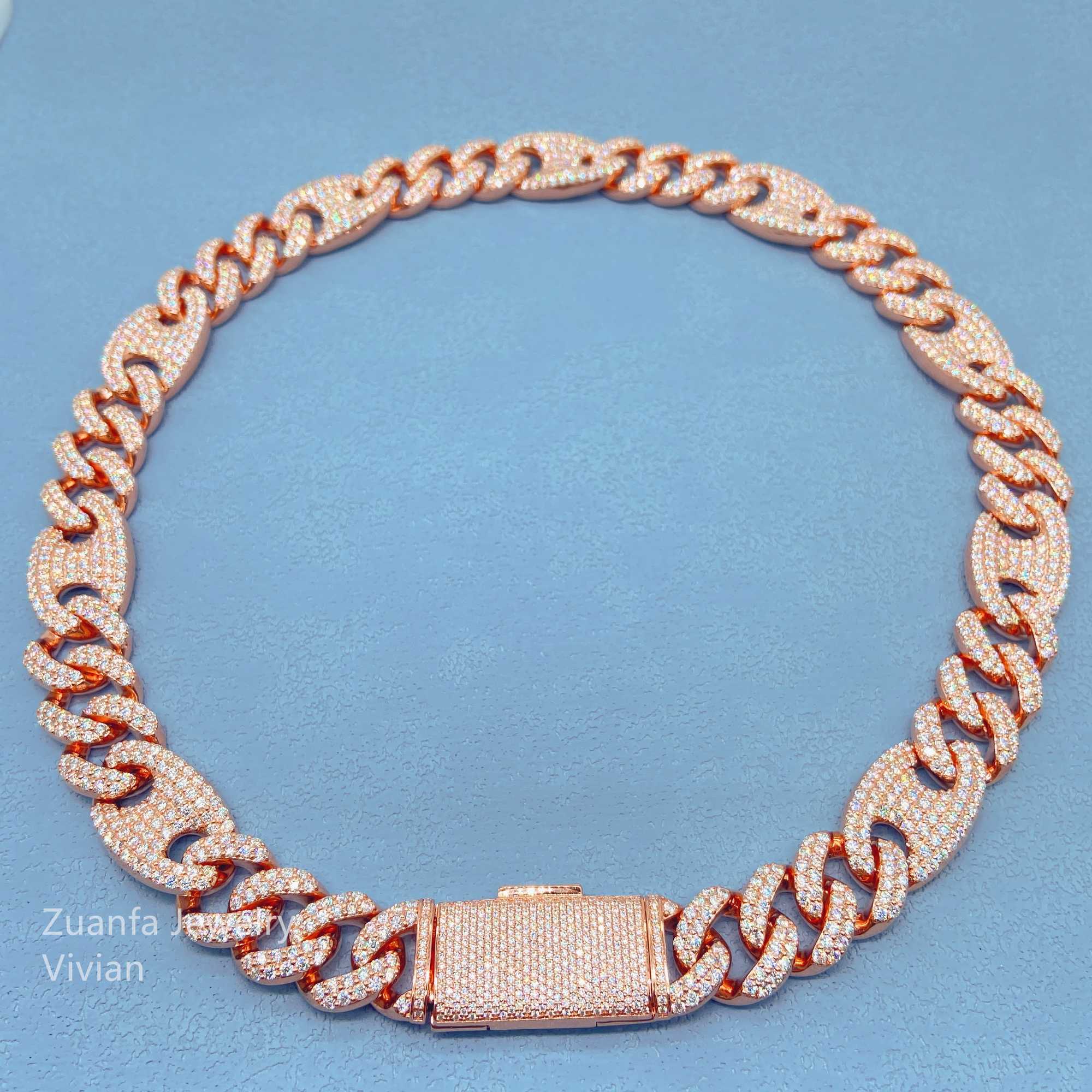 Hip Hop Sterling Silver S925 Jewelry Designer Jewelry Statement Necklaces Vvs Moissanite Diamond Cuban Link Chain