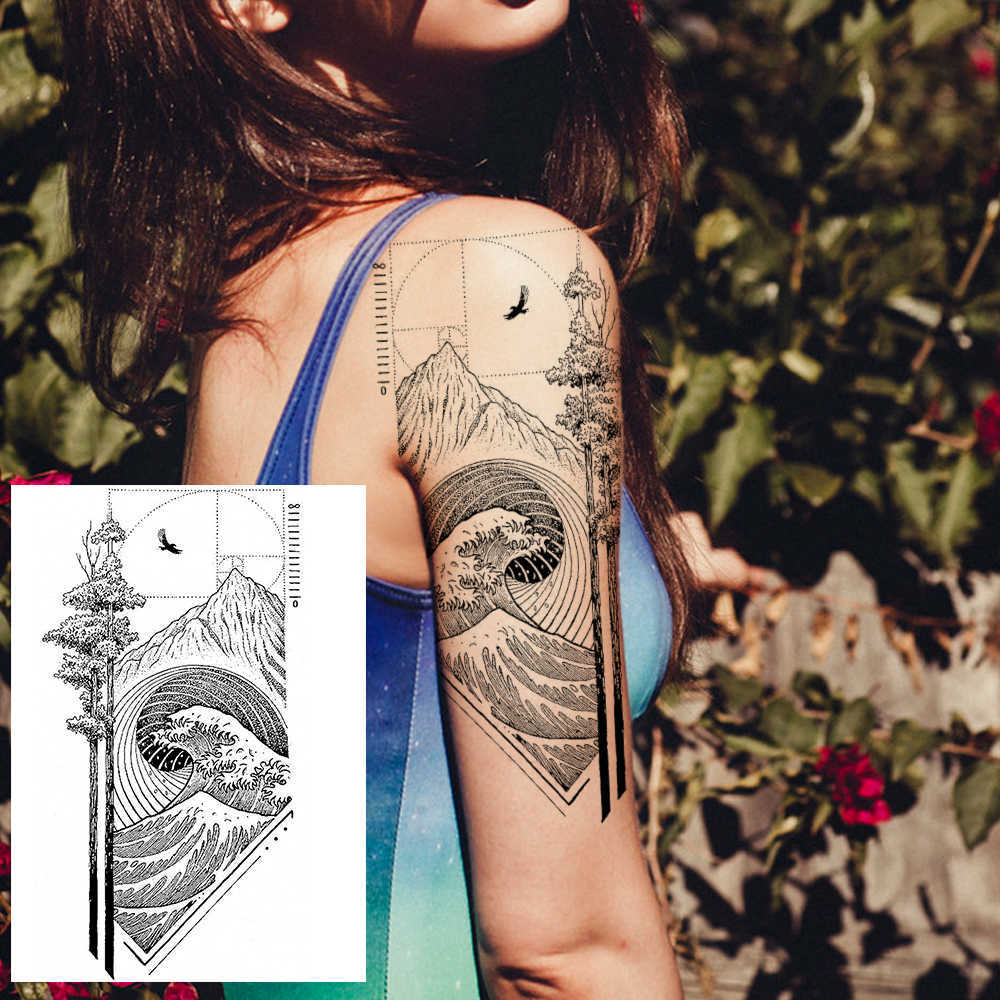 5 PC Temporary Tattoos Water Transfer 3D Star Black Planet Tree Temporary Tattoo Sticker For s Women Men Wolf Lion Tree Tattoos Foream Body Arm Tato Z