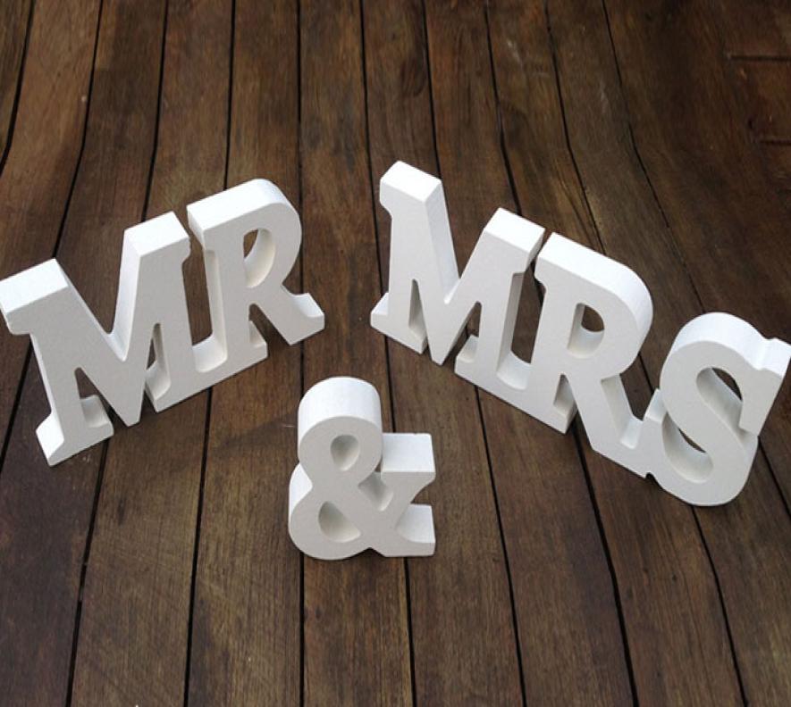 MR MRS Letter Decoration White Color letters wedding and bedroom adornment mr mrs Selling In Stock