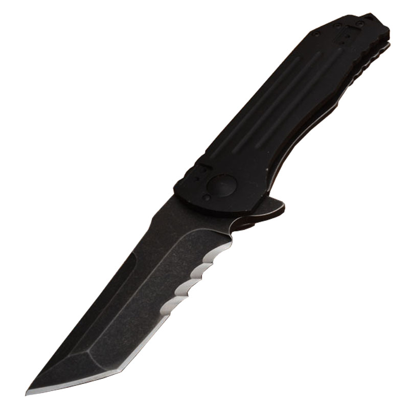 R2102K Flipper Folding Knife 8Cr13Mov Black Stone Wash Serrated Blade Aluminum/Stainless Steel Handle Ball Bearing Outdoor EDC Pocket Knives
R2102K Flipper Folding Knife 8Cr13Mov Black Stone Wash Serrated Blade Aluminum/Stainless Steel Handle Ball Bearing Outdoor EDC Pocket Knives