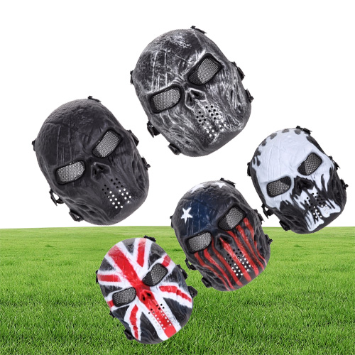 Airsoft Paintball Party Mask Skull Full Face Mask Army Games Outdoor Metal Mesh Eye Shield Costume for Halloween Party Supplies Y23452762