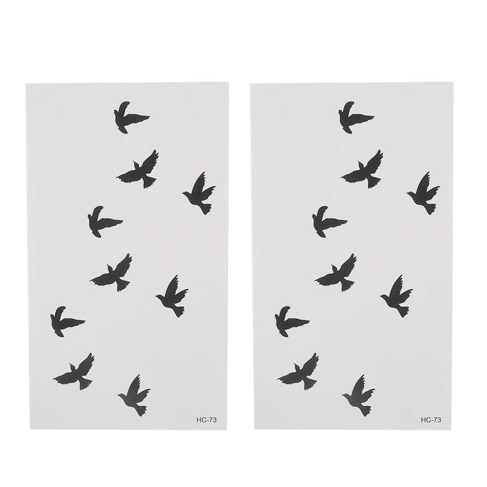 5 PC Temporary Tattoos 1Pcs Black Cool Girl Flying Bird Disposable Waterproof 3D Tattoo Sticker Women Sexy Wrist Tattoo Body Art Temporary Tattoo Pape