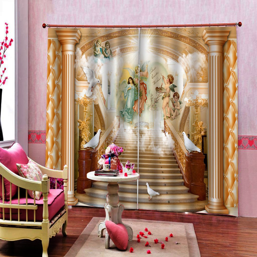 beauty 3D Curtains Living Room Bedroom Drapes Cortinas Customized size yellow curtains