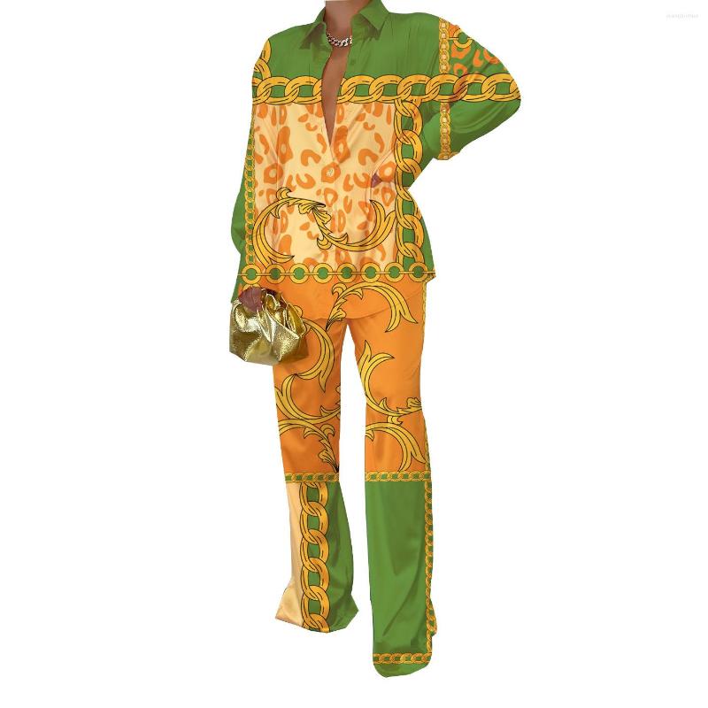 Women's Two Piece Pants Satin Chain Tie Dye Women's Tracksuit Long Sleeve Shirt And Wide Leg Straight Sleepwear 2 Set Outfits, Yellow green
Women's Two Piece Pants Satin Chain Tie Dye Women's Tracksuit Long Sleeve Shirt And Wide Leg Straight Sleepwear 2 Set Outfits, Yellow green