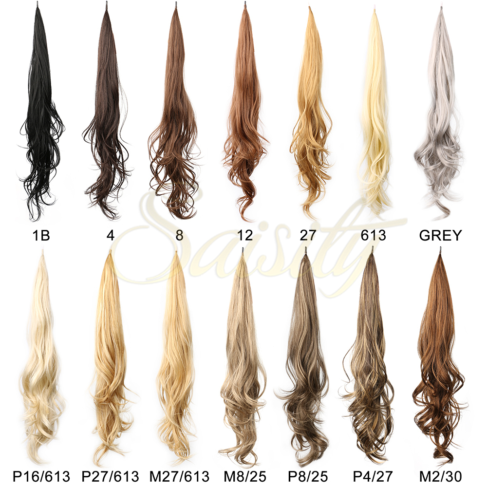 Ponytails Saisity 32inch Synthetic Flexible Wrap Around PonyTail Length Ponytail Extensions Blonde ponytail Hairpieces For Women Daily Use 230403