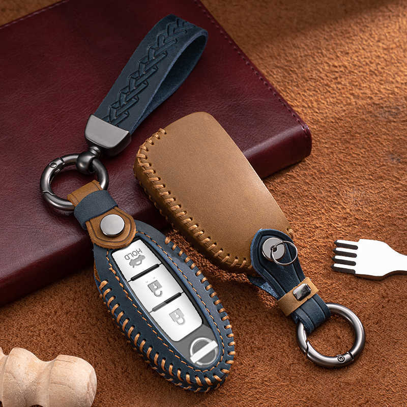 New Leather Car Key Case Cover for Nissan Leaf Micra Qashqai Juke J11 J10 X Trail T32 Tiida Versa Note Altima for Infiniti QX50 QX60