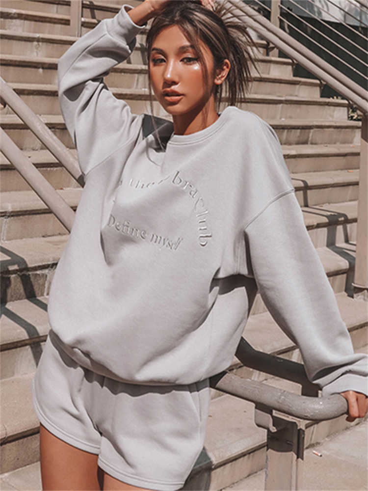 Women Tracksuit Spring Autumn Two Piece Short Sets Casual Long Sleeve Sweatshirt Sportswear Pant Suit Female Outfits Wholesale