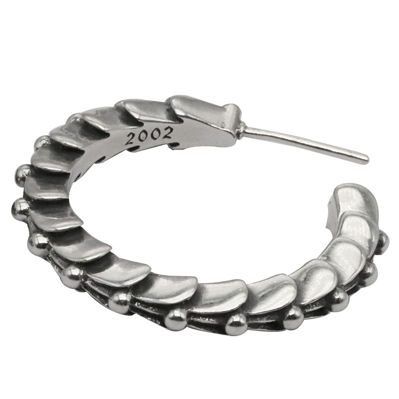 E30 S925 Pure Silver Ear Studs Personalized Fashion Cross Flower Tail Flower Letter Punk Street Dance Style Earrings Jewelry Earrings as a Gift for Lo