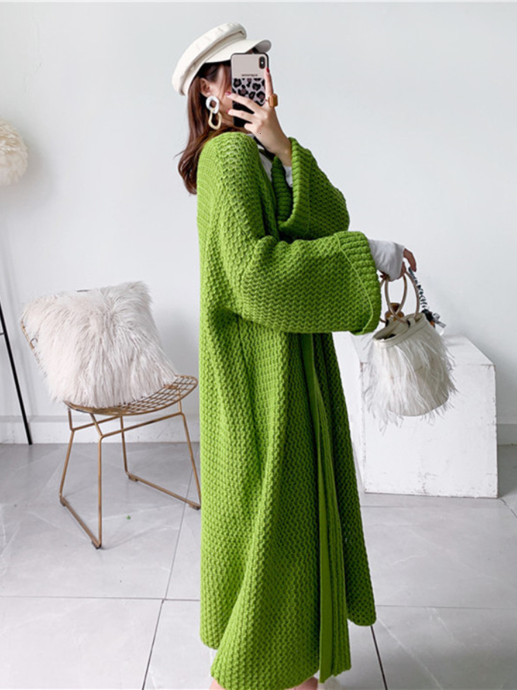 Women's Knits Tees Sweater Woman Winter Solid Color Oversized Knitted Cardigan Coat Long Sleeve Top Women Clothing Thick s 230403