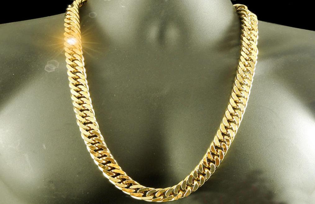 24K Real YELLOW GOLD FINISH SOLID HEAVY 11MM XL MIAMI CUBAN CURN LINK NECKLACE CHAIN Packaged Unconditional Lif