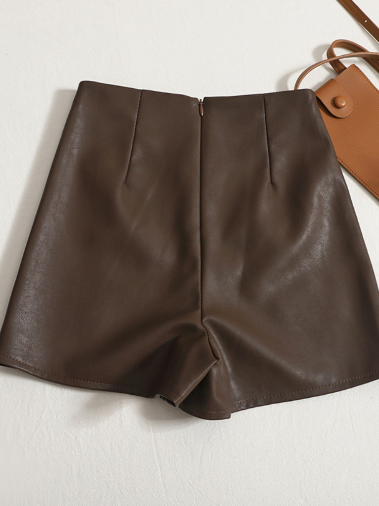 Womens Shorts Harajpoo Woman Temperament PU Leather Skirt Autumn Winter Fashion Solid Outer Wear Thin Casual Wideleg Skirts 230404