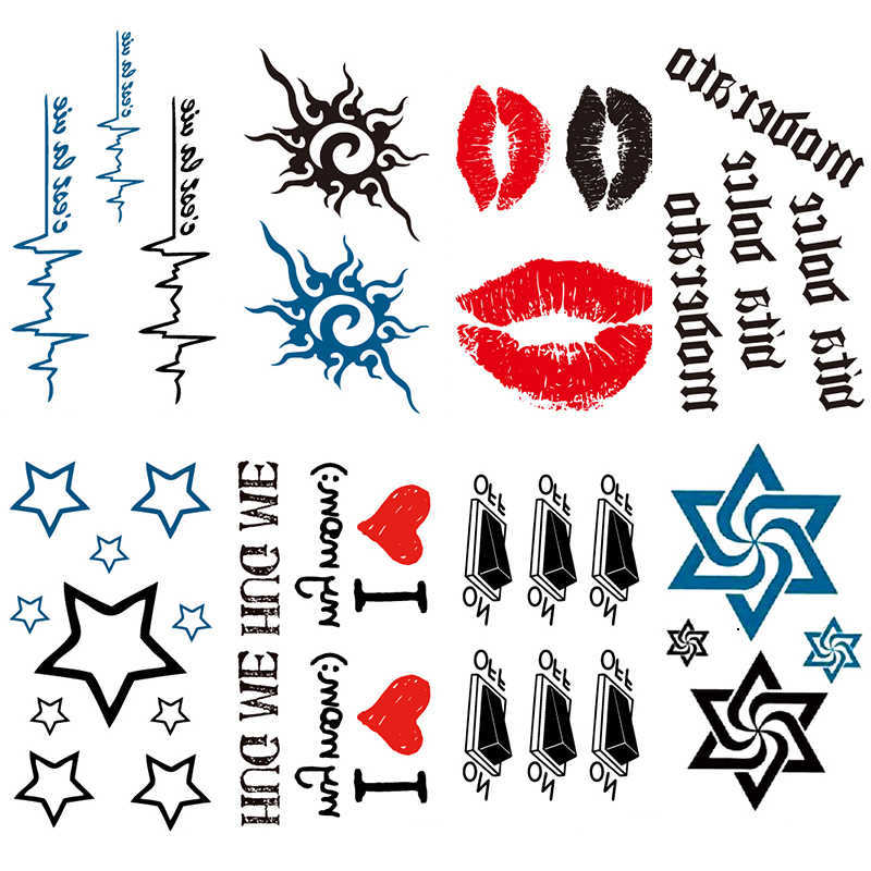 5 PC Temporary Tattoos Men's and Women's Temporary Tattoo Sticker Scar Tattoo Skull Snake Waterproof Moisture-Proof Lasting Tattoo Sticker D