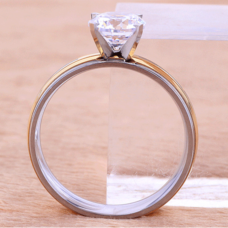 Bling Cubic Zirconia Wedding Band Ring for Women New in Cute Ins Titanium Stainless Steel CZ Stone Silver Rose Gold Finger Rings Birdal Gifts Wholesal