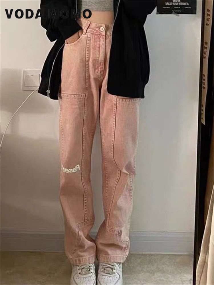 Women's Jeans Summer High Waist Wide Leg Denim Trouser Baggy Streetwear Fashion Straight Cargo Pants Retro High Street Original Stay Jeans 230404