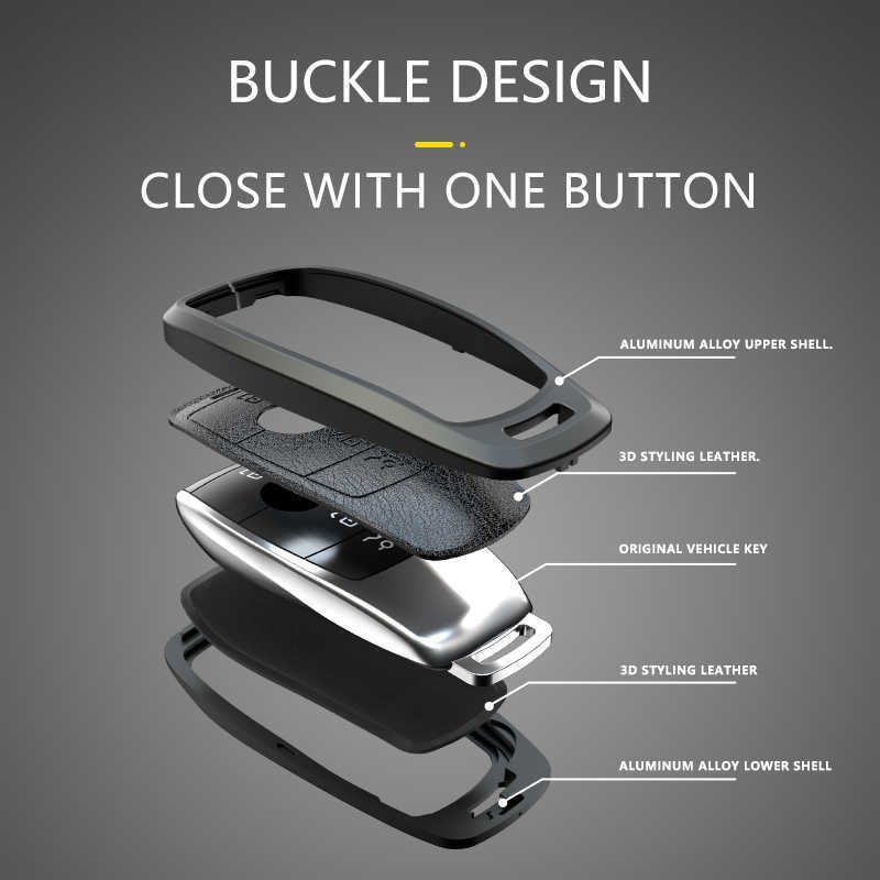 New New New Leather Alloy Car Remote Key Case Cover for Mercedes Bnez CLA GLC GLA GLK W203 W210 W211 W204 W176 A B C R Class AMG Accessories