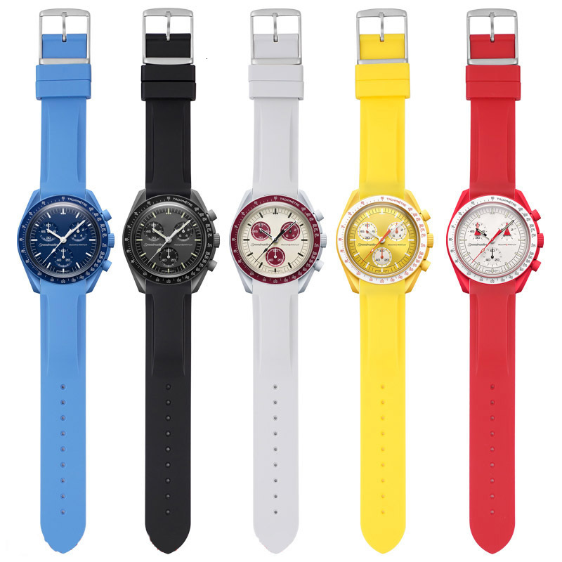 Watch Bands Curved End 20mm Rubber Strap Suitable for MoonSwatch Colorful band Fashion Acessories 230404