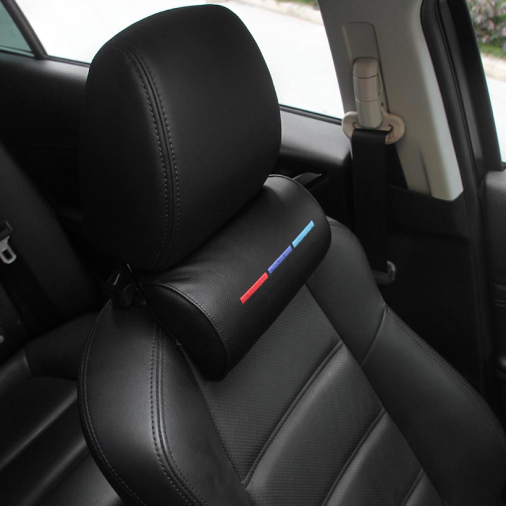 Car Styling Seat Neck Pillow Protection PU Auto Headrest Support Rest Travelling Car Headrest Neck for BMW M Accesories