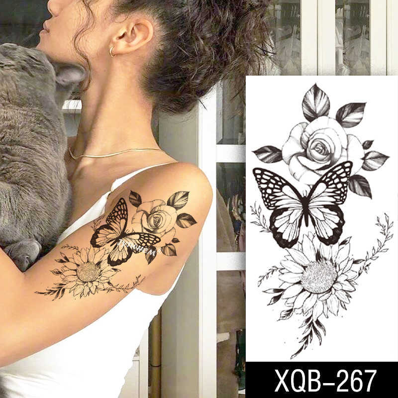 5 PC Temporary Tattoos Women's Body Protection Tattoo Sexy Art Painting Tattoo Temporary Waterproof Touch Sticker Arm Flower for Women Leg Ladies